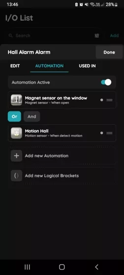 + Add new Automation - Alarm