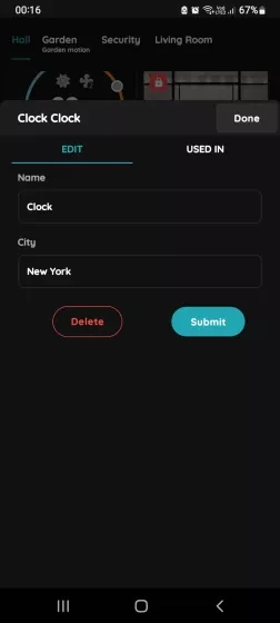 Edit Clock - I/O List Menu