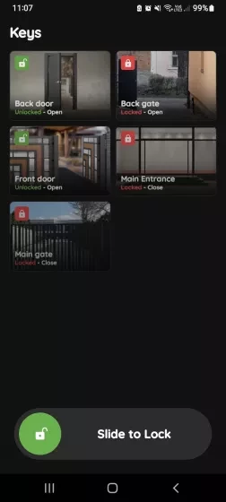 Slide to confirm - Doors