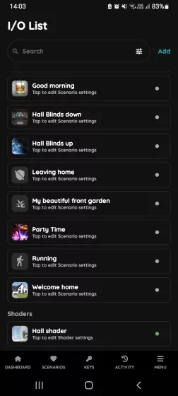  Edit Shader - I/O list Menu 