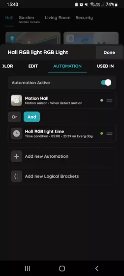 + Add new Automation - RGB Light