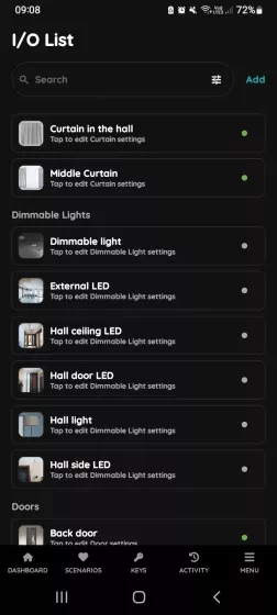 Open I/O list - Dimmable Light