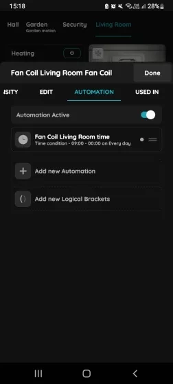 +Add new Automation - Fan Coil