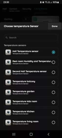 Choose Temperature sensor