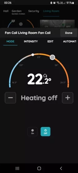 Mode - heating Off