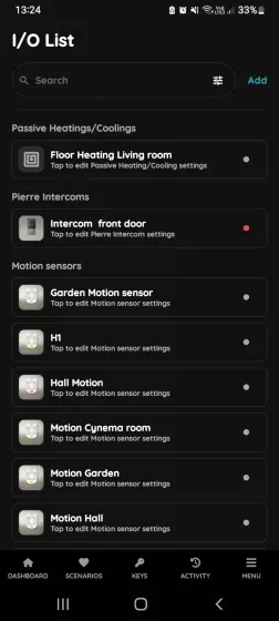 Open I/O list - Intercom