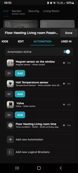 +Add new Automation - Passive cooling/heating