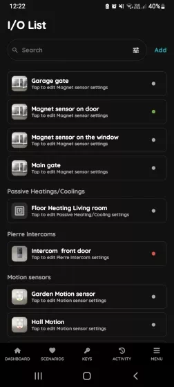 Open I/O list - Passive cooling/heating