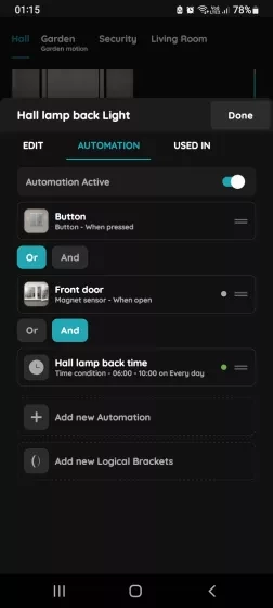 + Add new Automation - Light