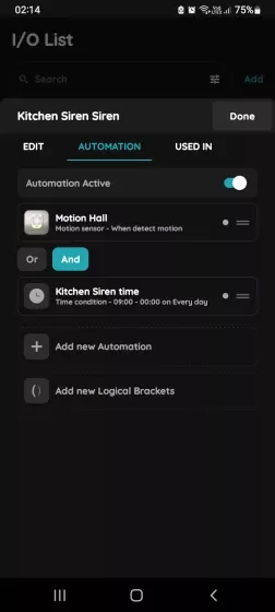+ Add new Automation - Siren