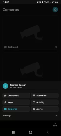 Open Cameras - I/O list Menu