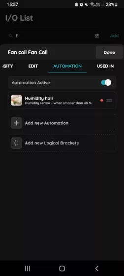 Confirm settings for Automation - Fan Coil