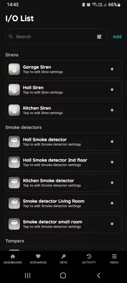 I/O list - Smoke detector
