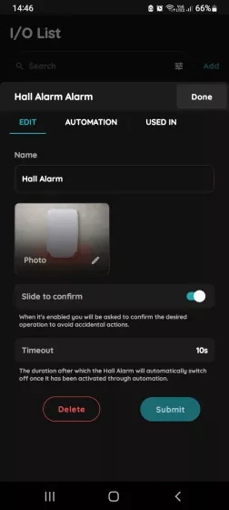 Edit, Automation, Used In - Hall Alarm