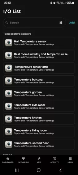 I/O List - Temperature sensor