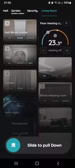Slide to confirm - Blinds