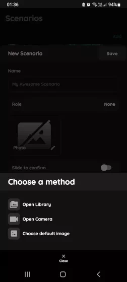 Change photo - Scenario