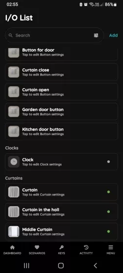 Open I/O List - Button