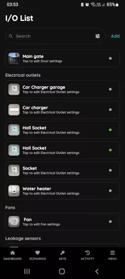  I/O list - Electrical Outlet