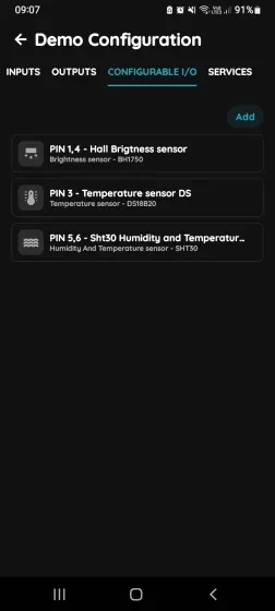 Configurable I/O list